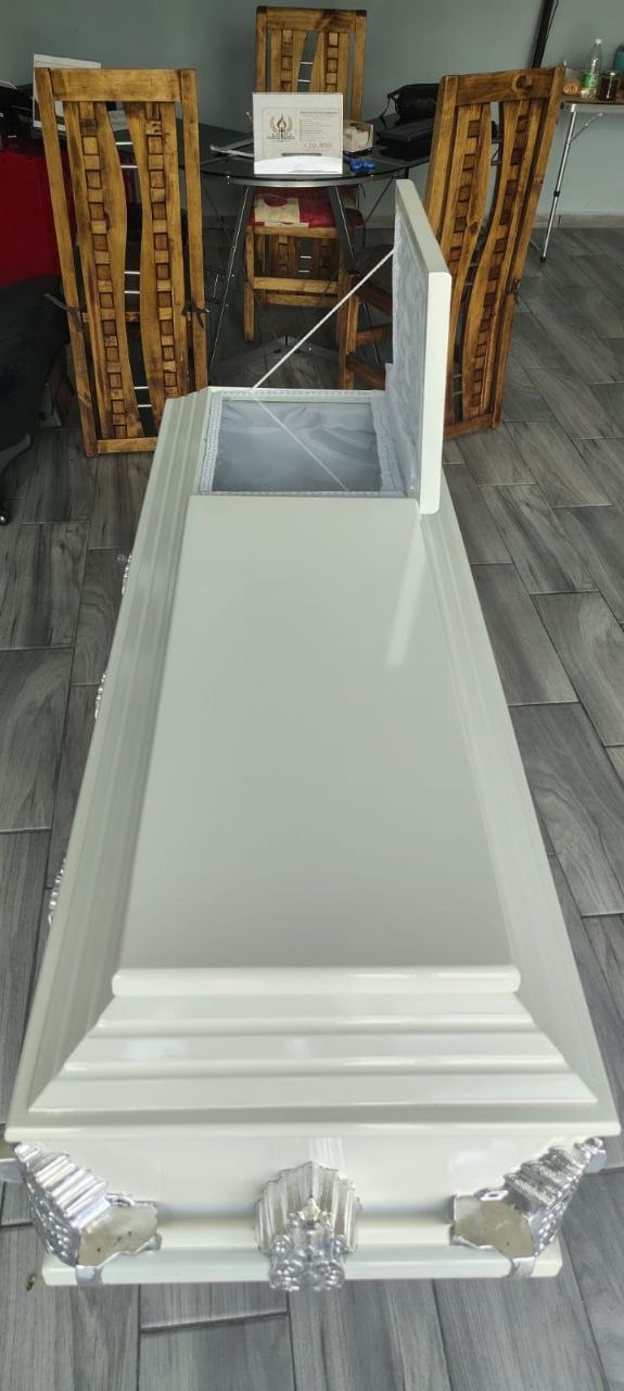 Ataúd blanco liso